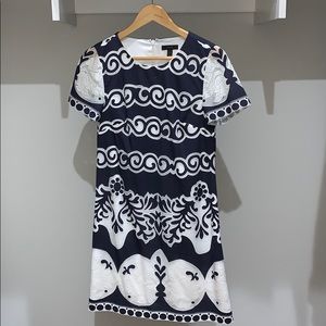 J. Crew navy and white lace dress